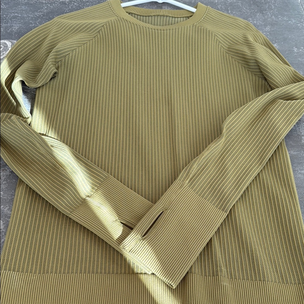 Chic Olive Ribbed Long Sleeve Top